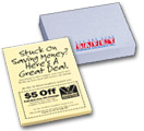 Order large quantity post it notes with your printed message for best price popular post it note cubes and note pads make excellent trade show hand out