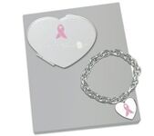 Breast Cancer Awareness Mirror Compact/Bracelet/Gift Set