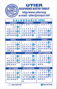Spanish Calendar Card / Los calendarios... from ASI 78100 ZZ DROPPED -...