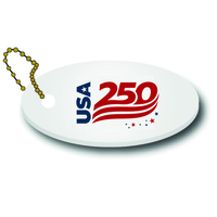 Small Oval Shaped Vinyl-Coated Floating Key Tag - America's 250th Year -...