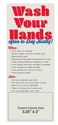 Hand Washing Magnet - 3.5x8.5 Round Corners - 25 Mil.