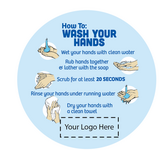 Hand Washing Sticker / Decal - UV-Coated Vinyl - 3 Inch Circle Shape