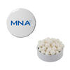 Mints with your custom printed branding or personalized logo.