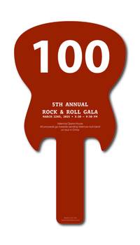 Guitar Shaped Plastic Auction / Bidder Paddle with numbers