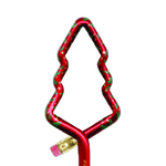 Pine Tree Shaped Pencil With Holly & Stars
