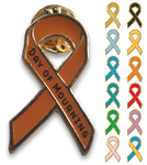 1" Custom Awareness Ribbon Lapel Pin w/ Optional Printed Text