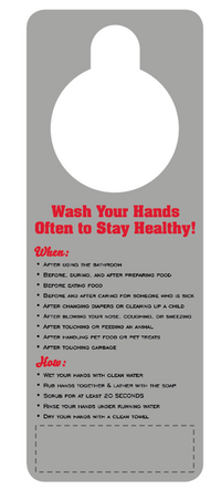 Hand Washing Door Hanger - 3x8 Laminated - 14 pt.... from ASI 91760 Tradenet...