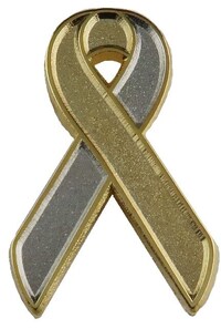 Matte Finish Gold & Silver Ribbon Lapel Pin