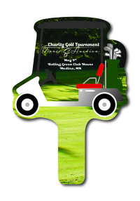 Custom shaped corrugated plastic bidder auction paddles / hand fans with......