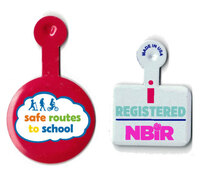 Plastic coated metal litho tab with a full color digital imprint.