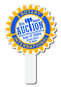 Custom shaped corrugated plastic bidder auction paddles / hand fans with......