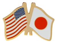 US / American and Japan Flags Friendship Lapel Pin