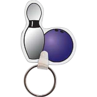 Full-color bowling ball and pin-shaped key tag, 2"W x 1.75"H... from ASI...