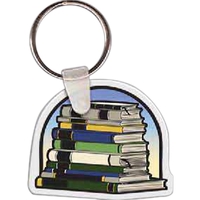 Full color key tag with stack of books artwork, 1.9" W... from ASI 56100...