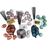 Mesh Bag filled with Chocolate Sport Balls... from ASI 66224 ZZ OLD - Lanco...