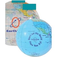 Globe beach ball made of durable vinyl and features an air... from ASI 55675...