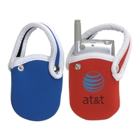 Neoprene cell phone holder/pouch with an adjustable button strap that...