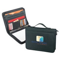 Zipper binder with a memo pad and several pockets and sleeves.... from ASI...