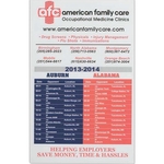 Laminated Schedule and Information Card