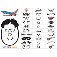 Full color rectangle shaped frame magnet with facial feature pull outs.......