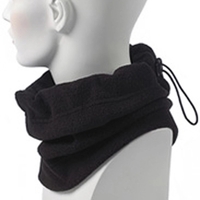 Black fleece neck gaiter with an adjustable draw cord for snug... from ASI...