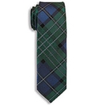 Green & Blue Plaid City Woven Polyester Narrow Tie