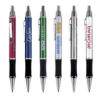 Metallic color click action ballpoint pen with rubber grip and shiny... from...