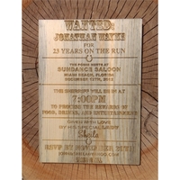 Wooden invitation cards measure 4" x 5" and are made from... from ASI 92531...