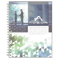 8.5" x 11" notebook, semi-transparent natural poly front cover, full color......