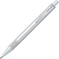 Click-action pencil with a solid brass barrel and metallic textured grip......