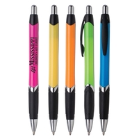 Plastic plunger-action retractable ballpoint. Bright neon-colored body.......
