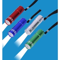 9 LED aluminum flashlight with wrist strap.... from ASI 30442 Above & Beyond...