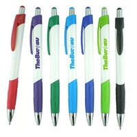 Ballpoint plastic pen with a white barrel and matching color clip... from ASI...