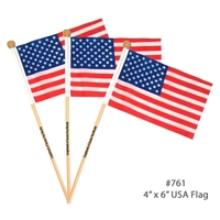 Hand held 4" x 6" USA polyester flag with 10" wooden... from ASI 45100...