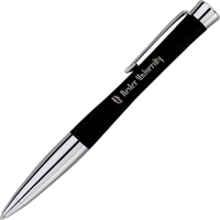 Gel pen with chrome plated trim fitted with medium point black... from ASI...