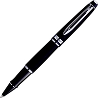 Matte black roller ball pen with nickel palladium plate trim and... from ASI...