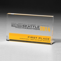 Rect. Acrylic Paperweight - 2-1/2" x 4" x 1/2"