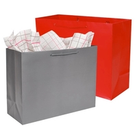 Matte Laminated color laminate bag with macrame handles. 16" x 6"... from ASI...