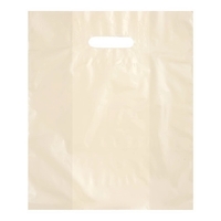 Patch handle bag with bottom gusset, White 1.75 mil. LD film.... from ASI...