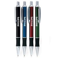 Retractable metal ballpoint pen with non-slip rubber grip and...