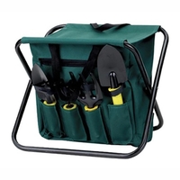 Foldable gardening stool with exterior pockets with 7 tools.... from ASI...
