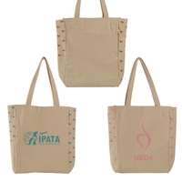 Cotton canvas tote bag with vertical front zippered pocket... from ASI 34800...