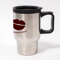 16 Oz. double wall stainless steel travel mug with plastic liner.... from ASI...