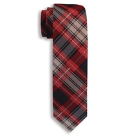 Red, White & Blue Plaid City Woven Polyester Narrow Tie