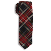 Red & Multi-color Plaid City Woven Polyester Narrow Tie