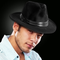 Black felt fedora hat with imprintable band.... from ASI 42016 Brighter...