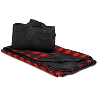 Red and black 50" x 60" fleece/nylon picnic blanket with easy-carry... from...