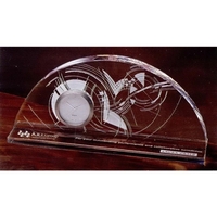 Edge of Time clock award made of optic crystal with precision... from ASI...