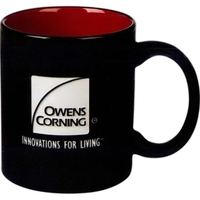 11 oz. coffee mug with black matte exterior, with red, blue... from ASI 62985...