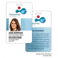 2 1/8" x 3 3/8" full-color plastic identification badge with vertical... from...